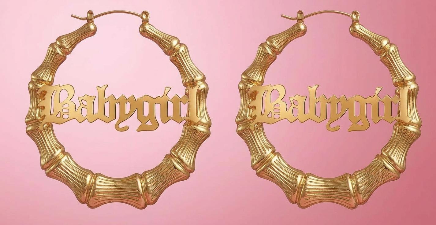 BABYGIRL 14k Plated Bamboo Hoop Earrings