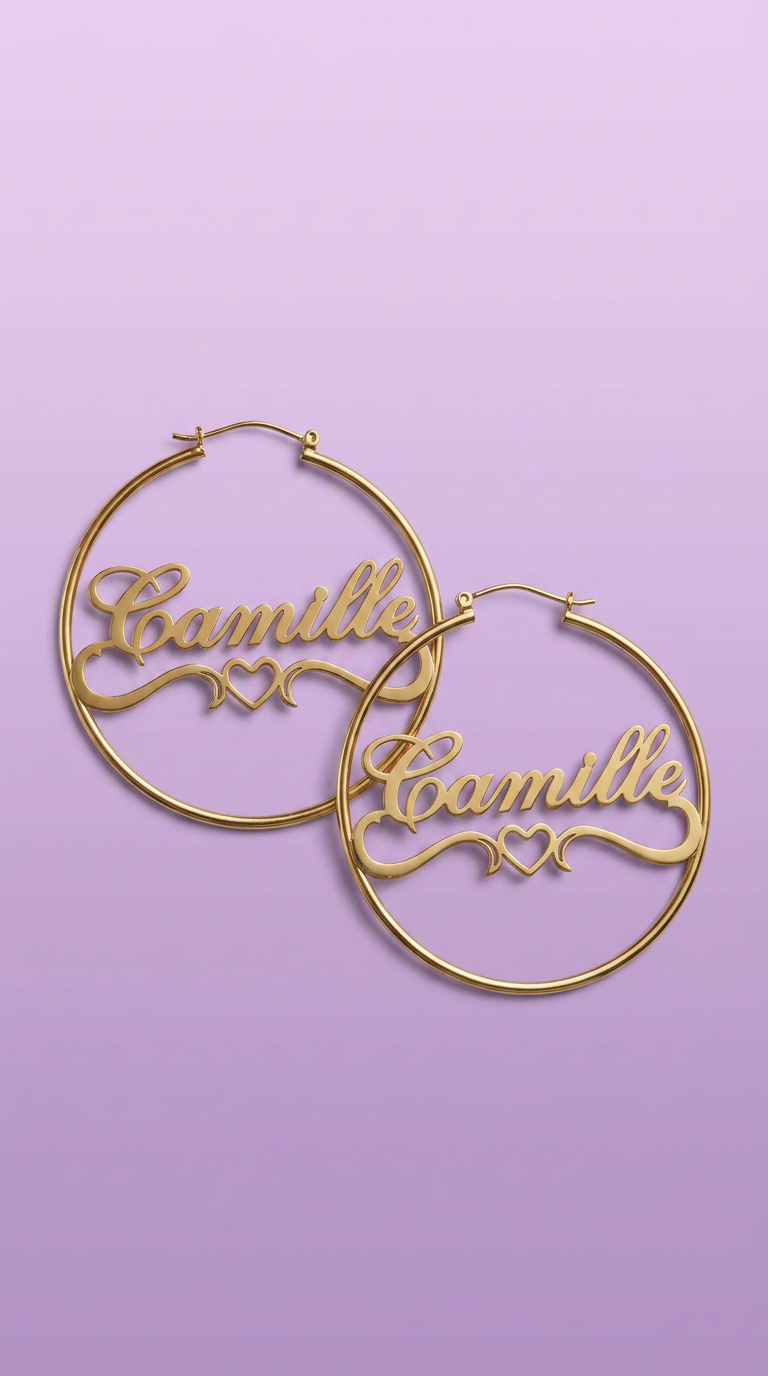 CUSTOM 14k GP Stainless Steel Nameplate Earrings