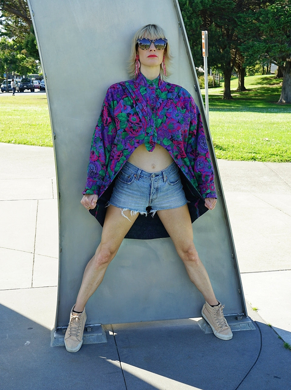 Floral Denim Assymetrical Shirt