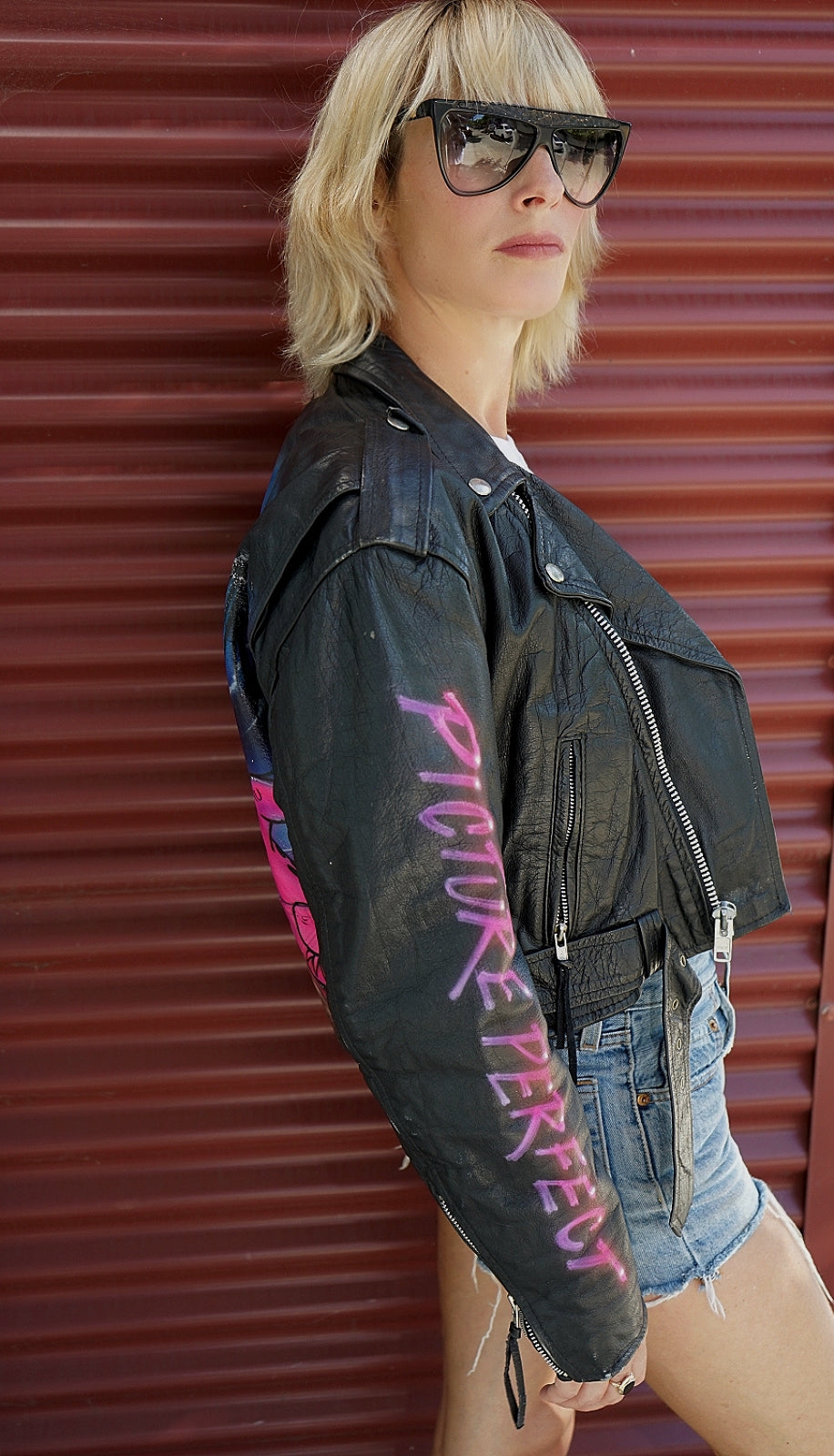 Leather Airbrush Moto Jacket