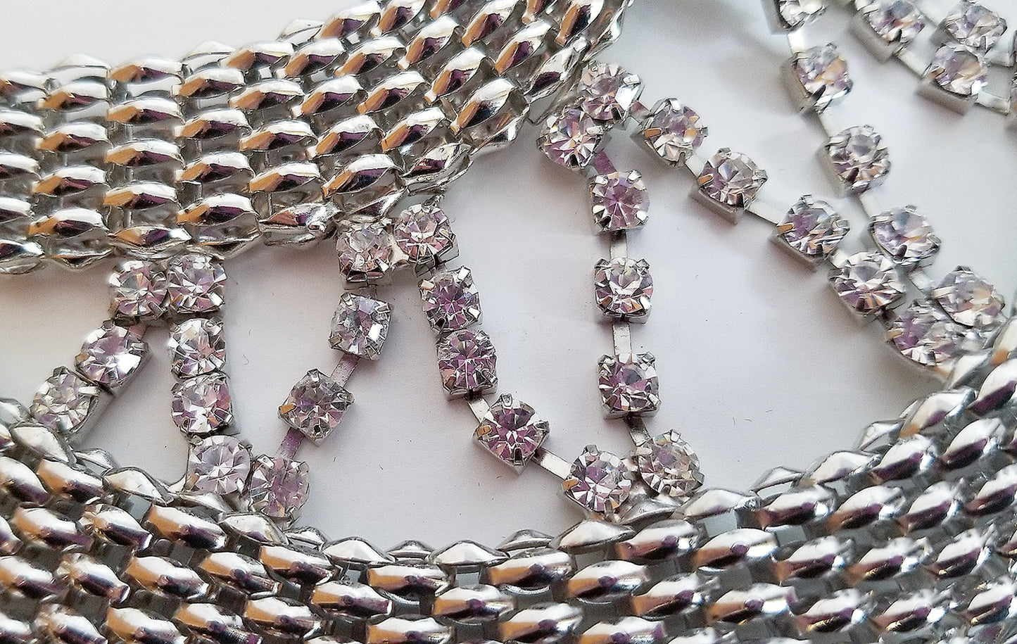 Silver Mesh & Rhinestone Necklace