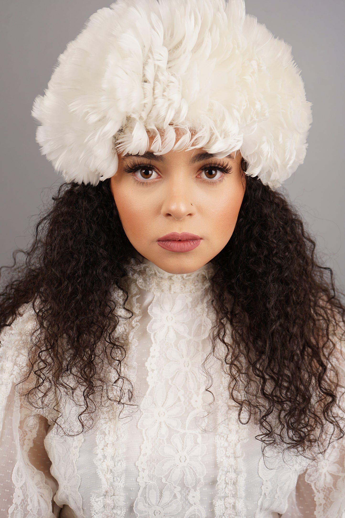 Vintage White Feather Plume Hat