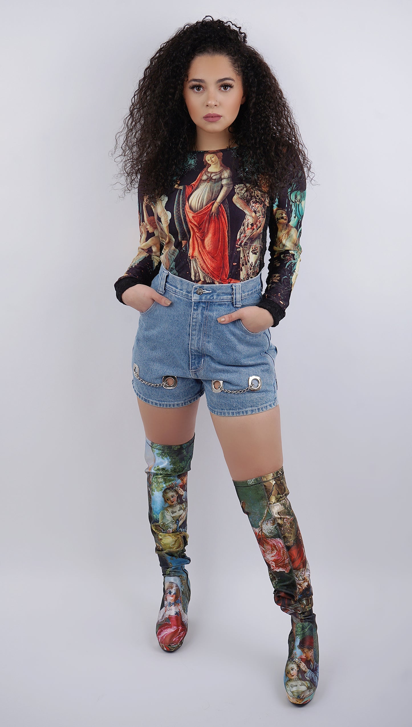 Bottocelli Stretch Satin Thigh High Boots