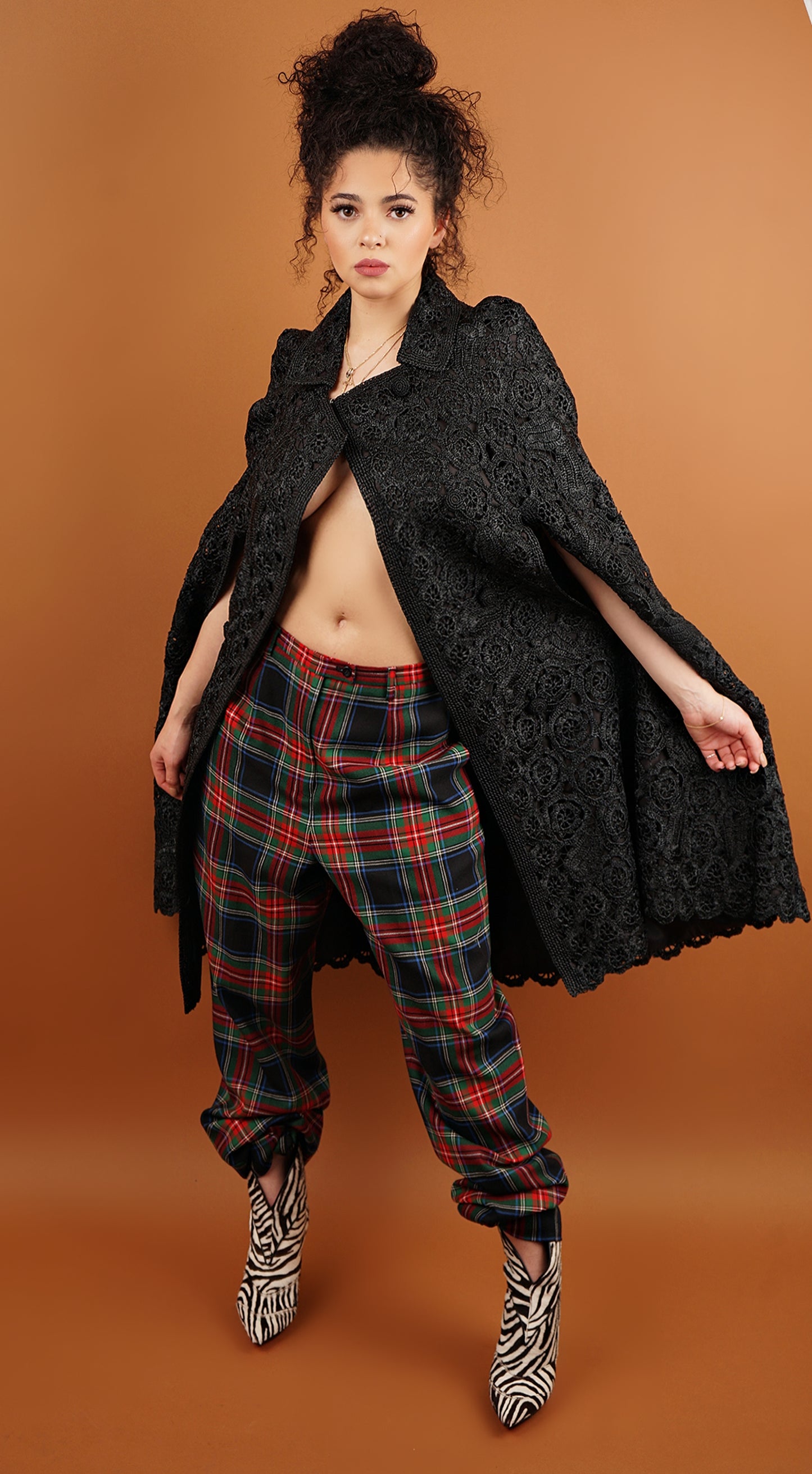 Vintage Crochet Raffia Cape