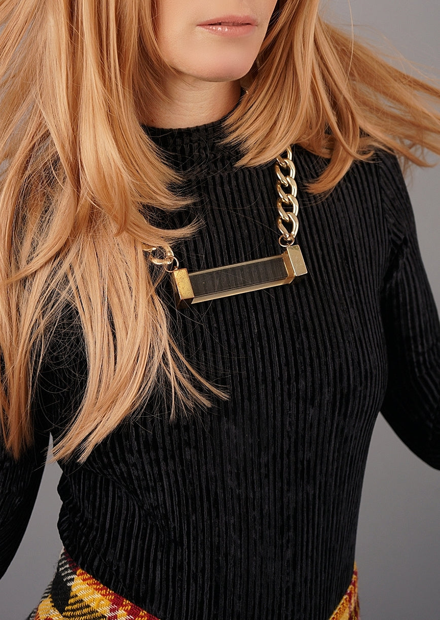 Vintage Lucite Bar & Chain Necklace