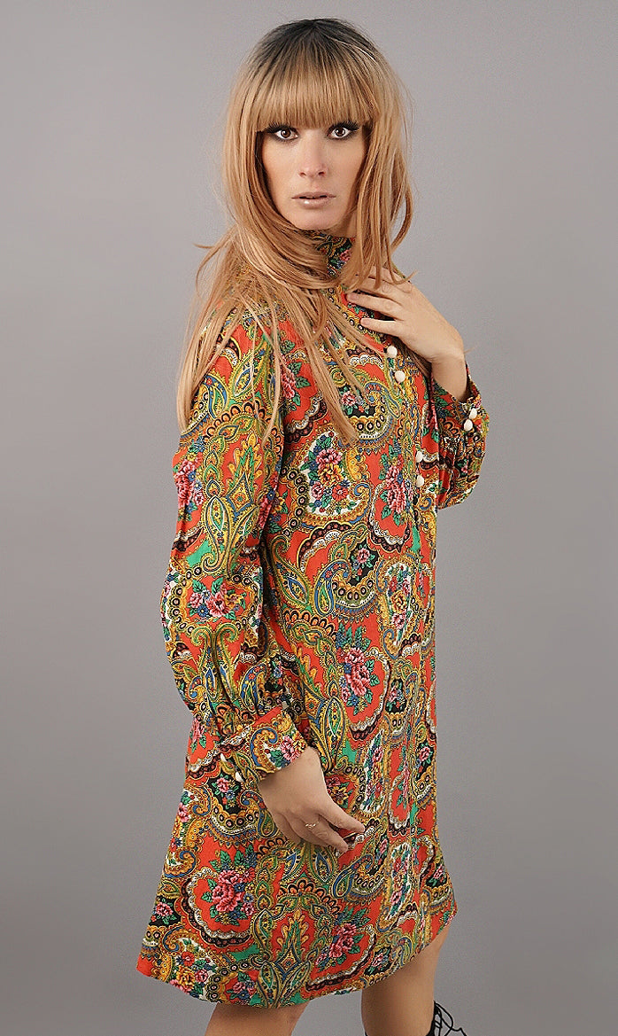Vintage 1960's Paisley Cotton Shift Dress Vintage 1960's Paisley Cotton Shift Dress