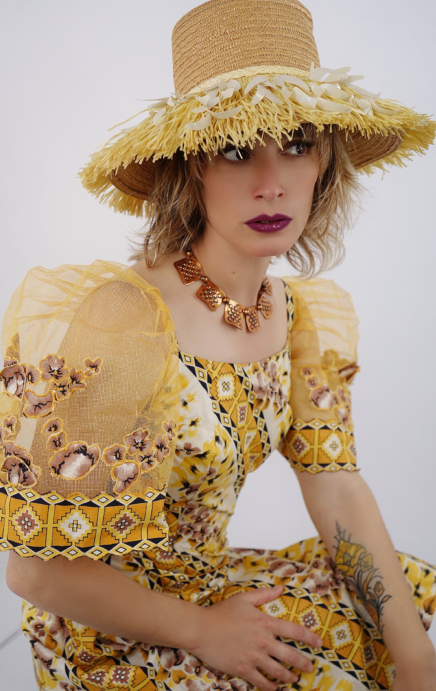 1950's Crinoline Puff Sleeve Dress - XS