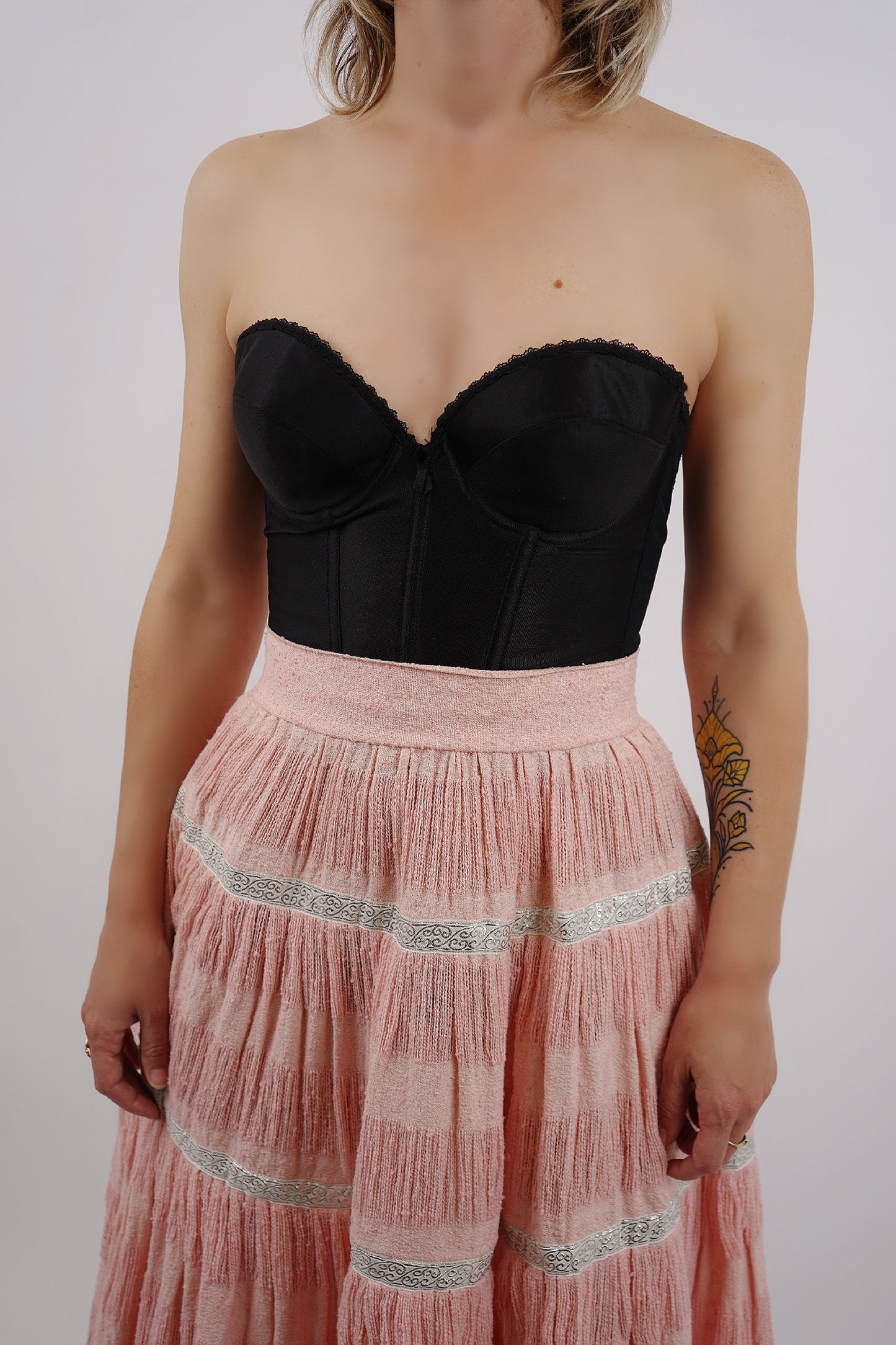 Vintage Apricot Cotton Woven Circle Skirt - 6