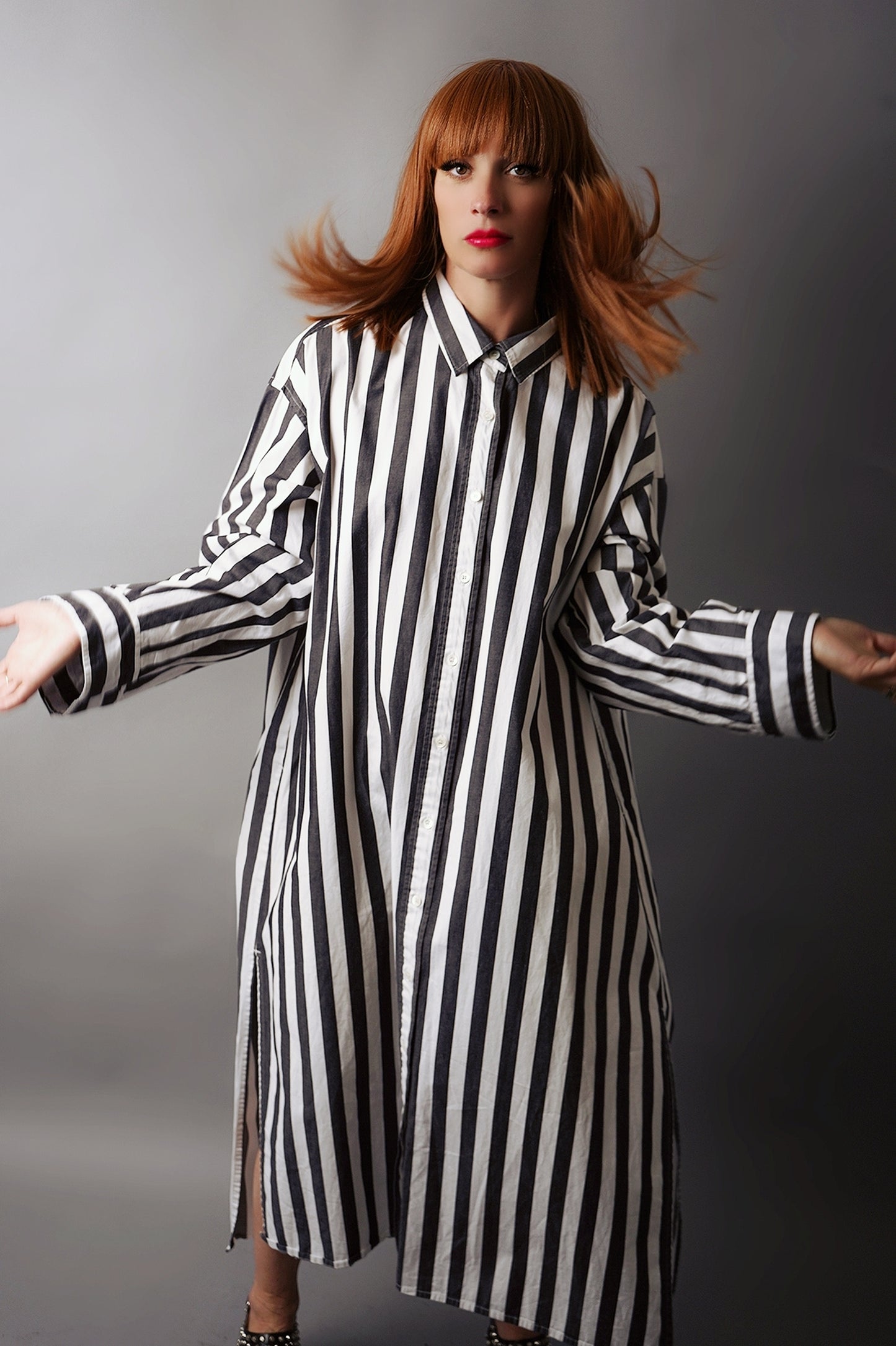 Oversize Striped Shirt Dress