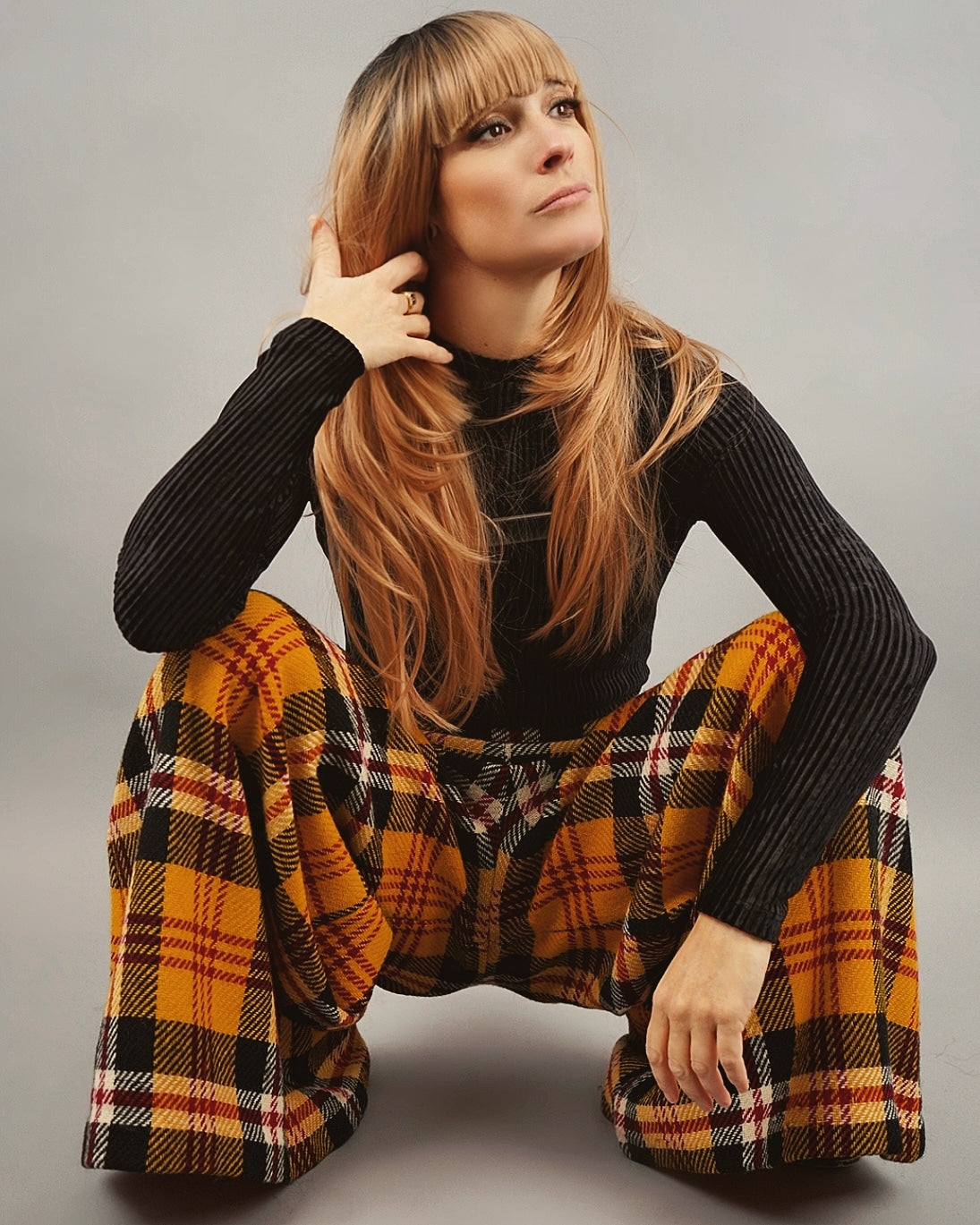 Vintage Super Wide Plaid Bell Bottoms