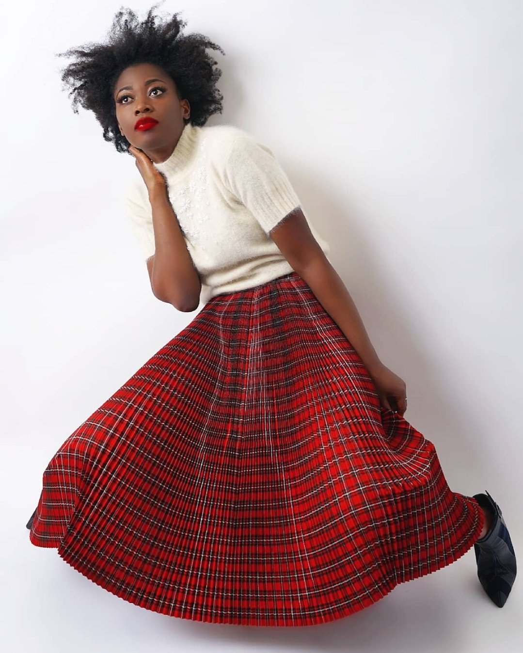 Vintage Micro Pleat Tartan Plaid Skirt