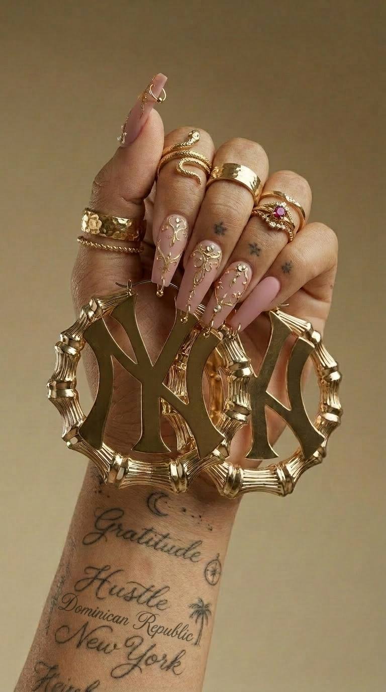 NY 14k GP Bamboo Hoops