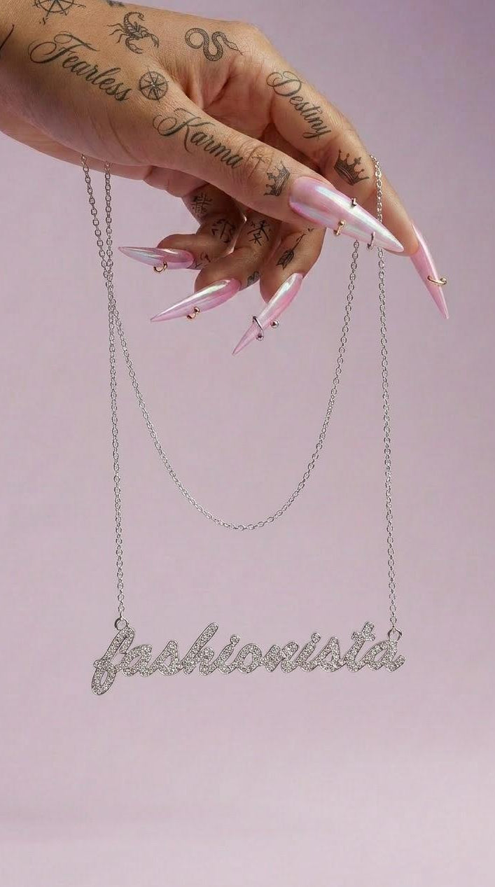 FASHIONISTA Rhinestone Nameplate Necklace
