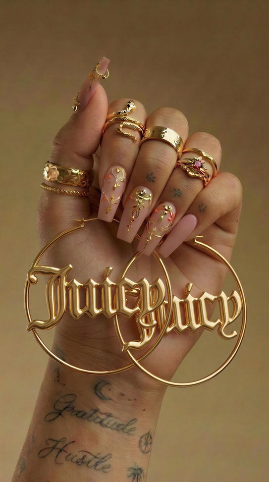 Juicy 14k GP Nameplate Hoops