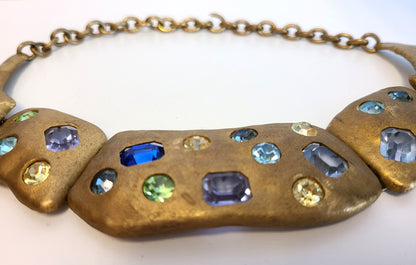 Vintage Jeweled Brass Necklace