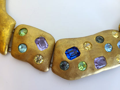 Vintage Jeweled Brass Necklace
