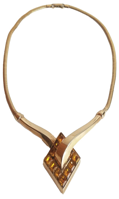 Vintage Trifari Amber Glass Necklace