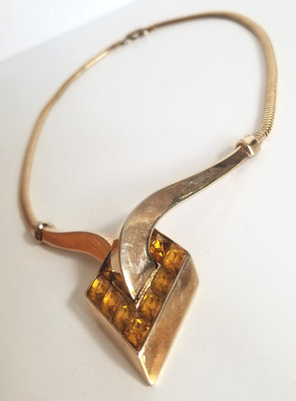 Vintage Trifari Amber Glass Necklace