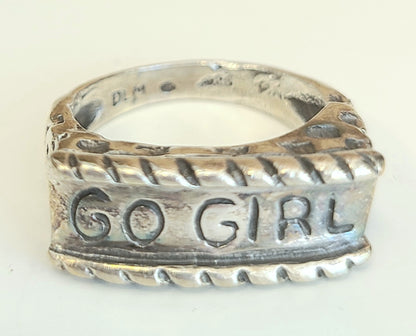 Sterling Silver 'GO GIRL' Ring