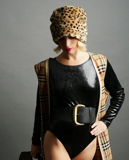Vintage Faux Fur Leopard Beanie