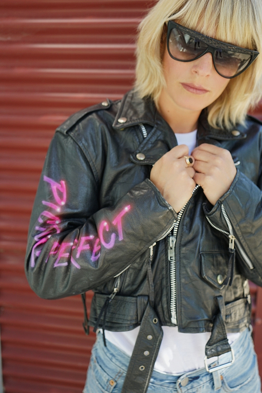 Leather Airbrush Moto Jacket