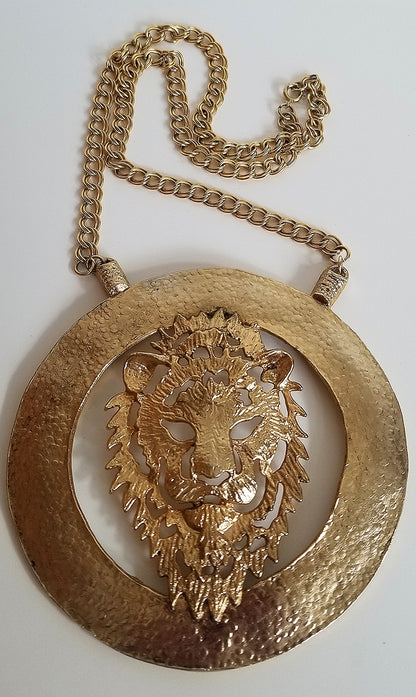 Vintage Massive Tiger Medallion Necklace