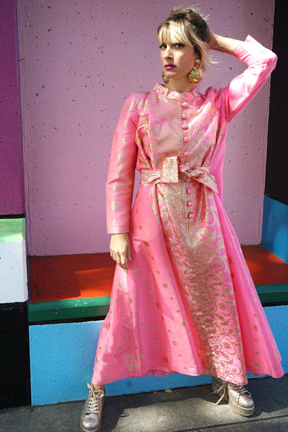 Vintage Pink Brocade Kaftan
