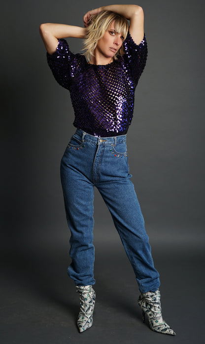 1980'S Jeweled Jeans - S