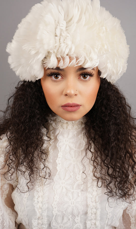 Vintage White Feather Plume Hat