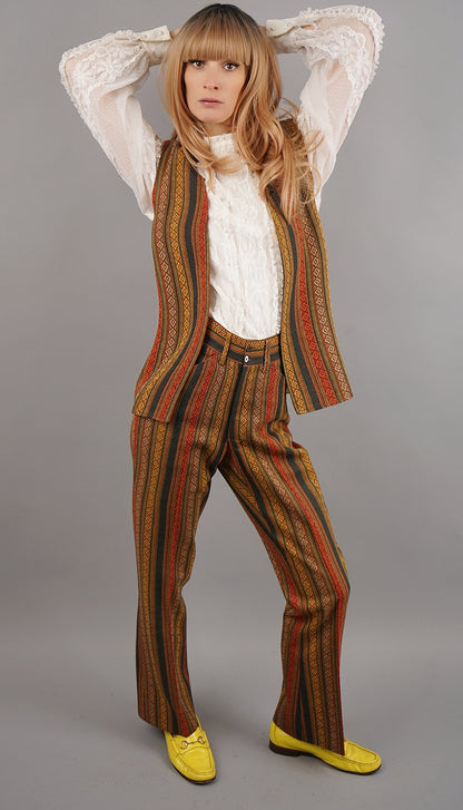 1970's Two Piece Embroidered Vest Suit