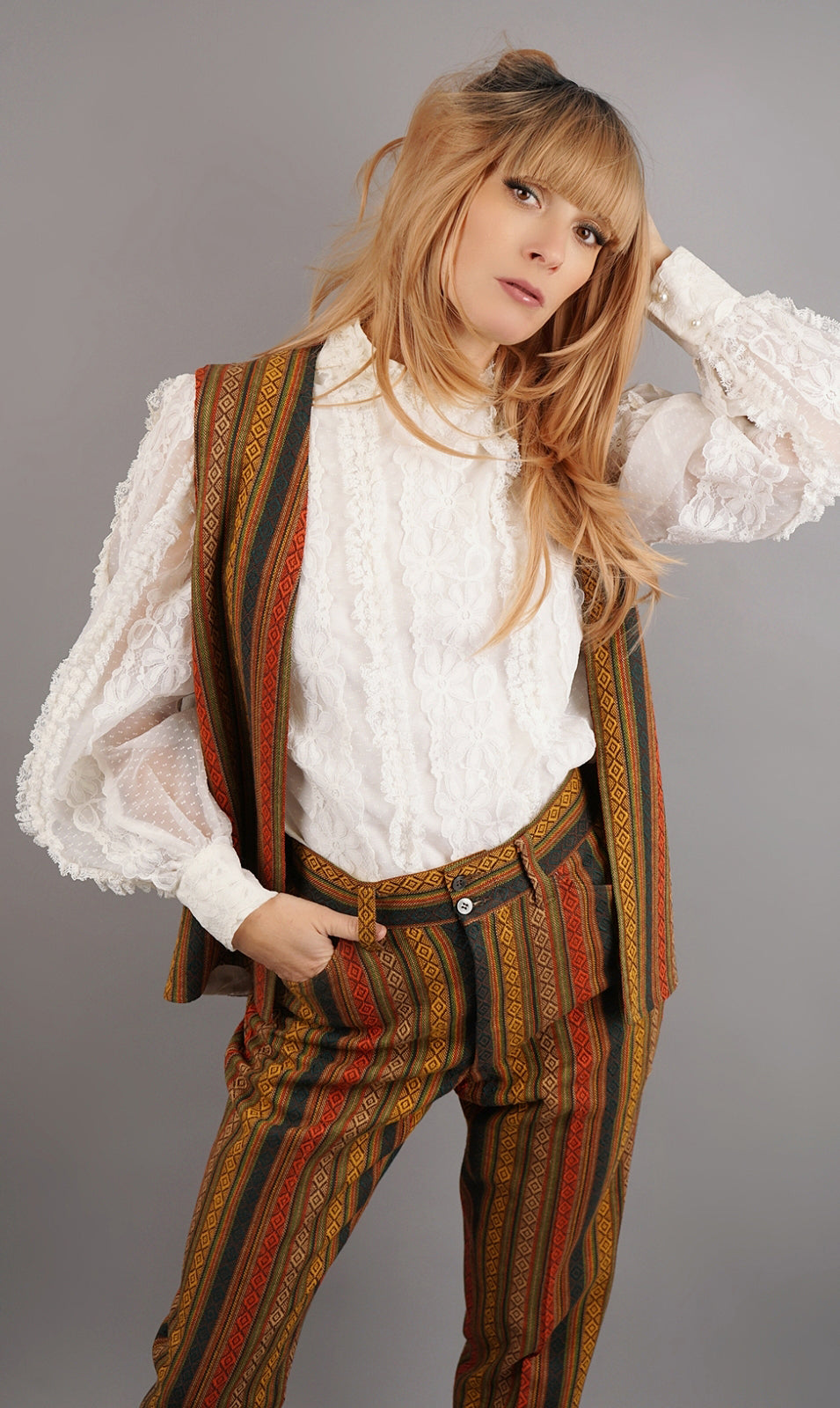 1970's Two Piece Embroidered Vest Suit