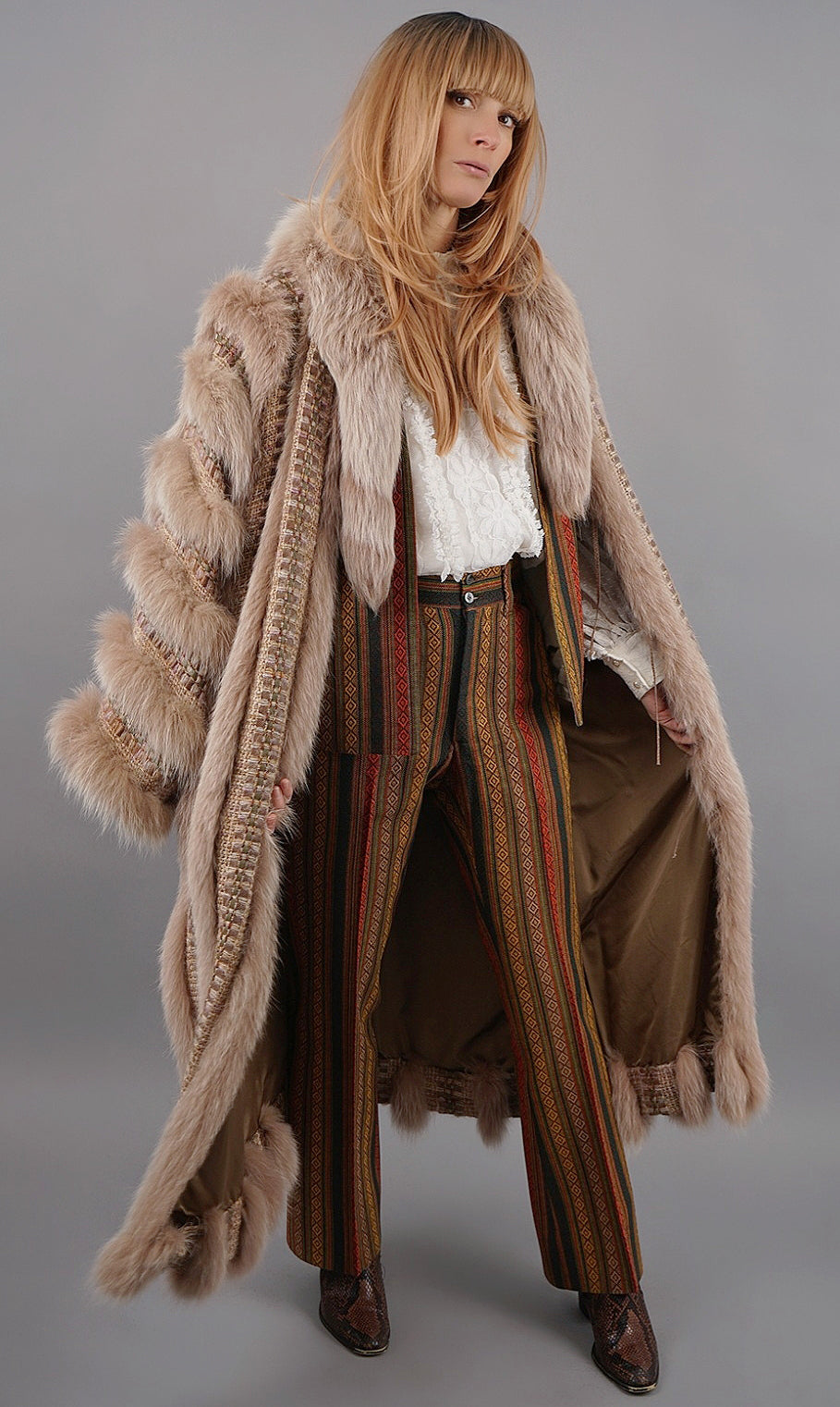 Vintage 1970's Fox Fur Duster Coat