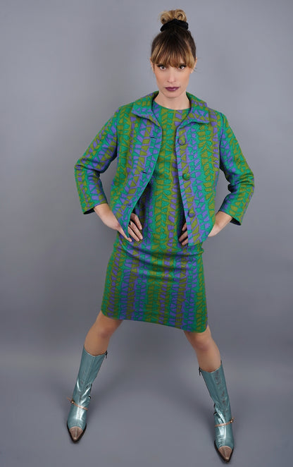 Vintage 1960's Shift Dress With Matching Jacket - S