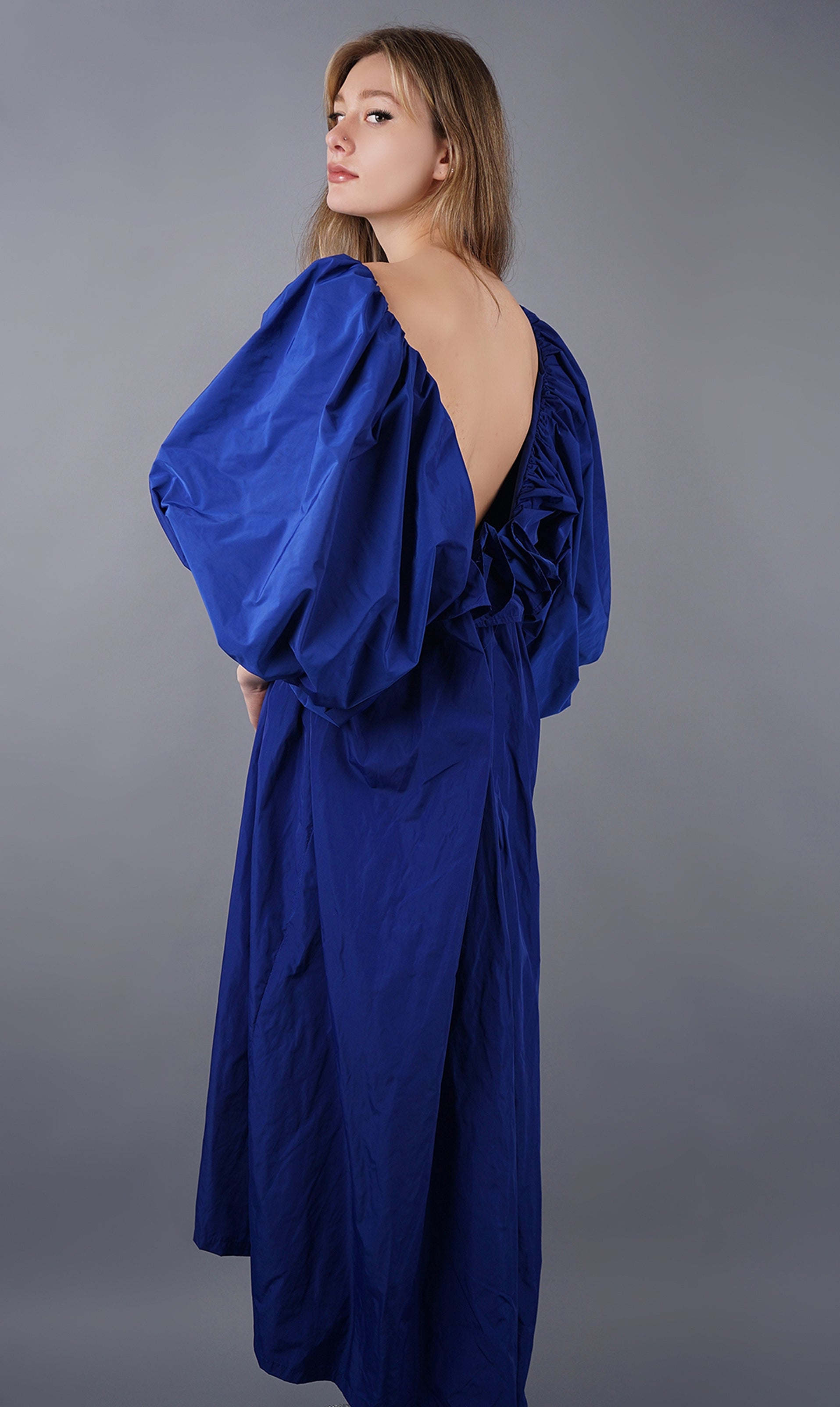 Caramiya Taffeta Draped Bubble Dress