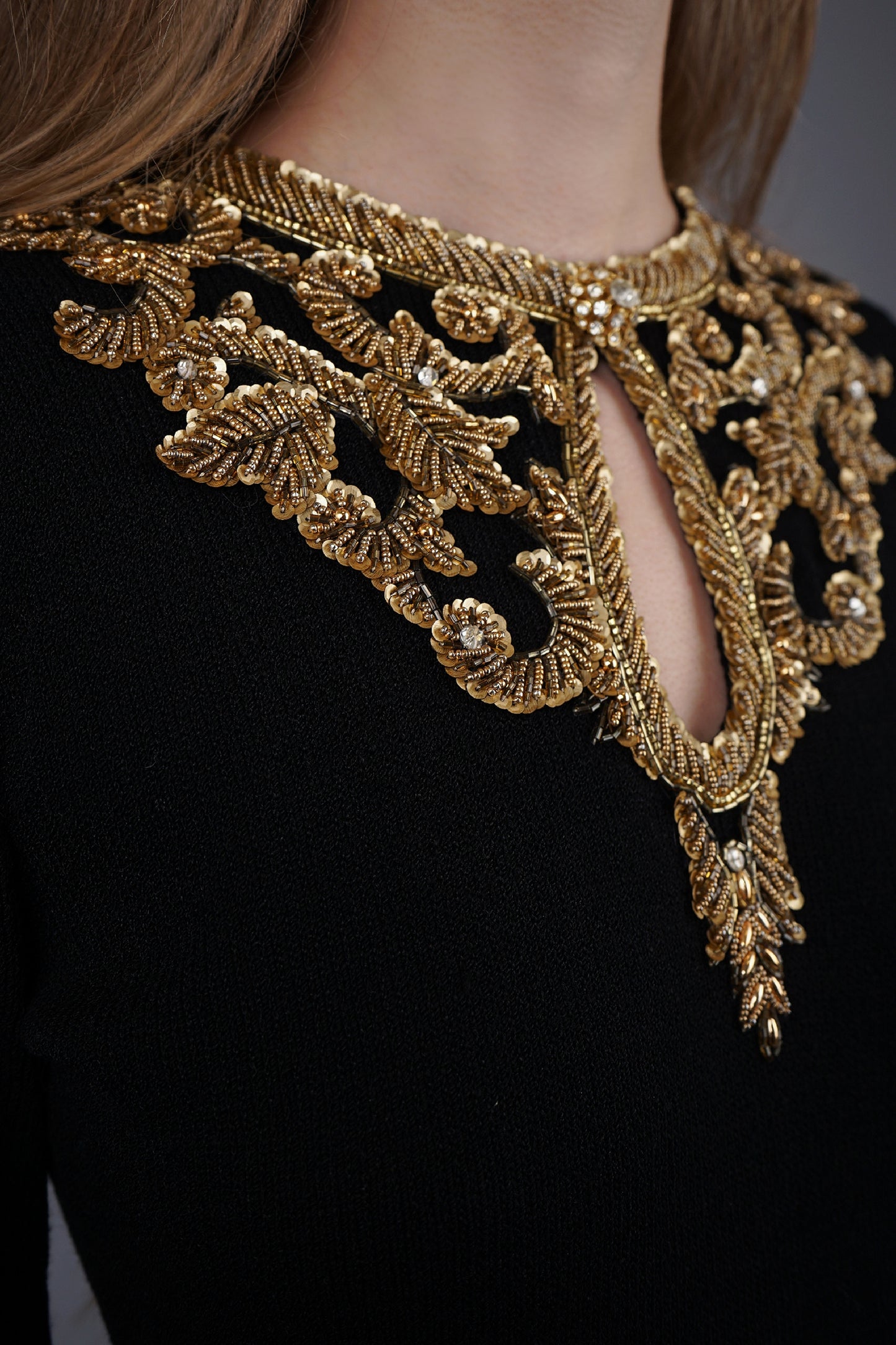 Vintage Gold Beaded Knit Dress