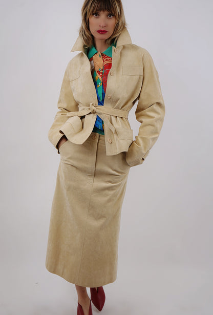 Vintage Phillipe Gaulier Ultra Suede Skirt Suit - 6