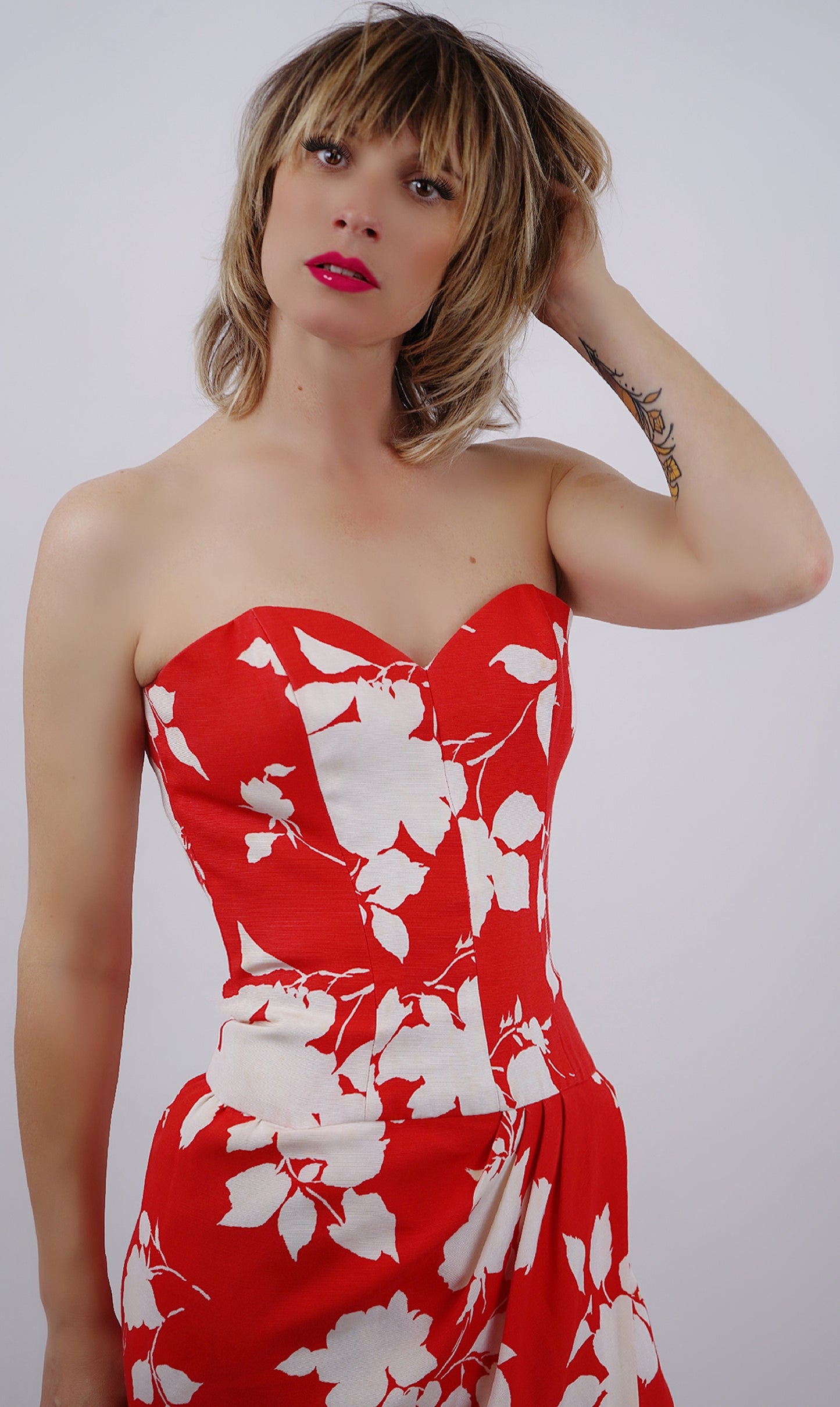 Victor Costa Strapless Floral Dress