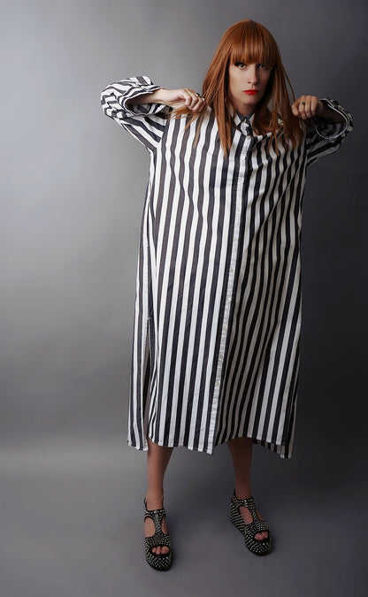 Oversize Striped Shirt Dress