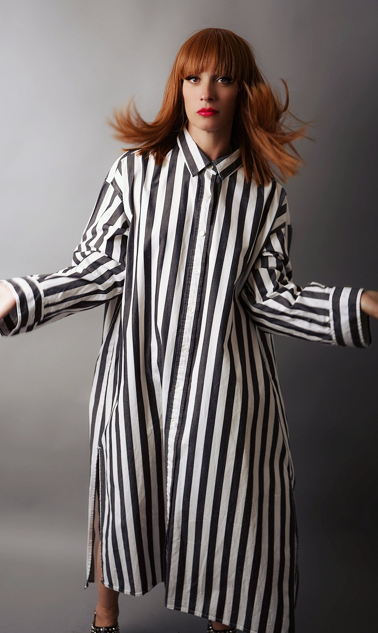 Oversize Striped Shirt Dress