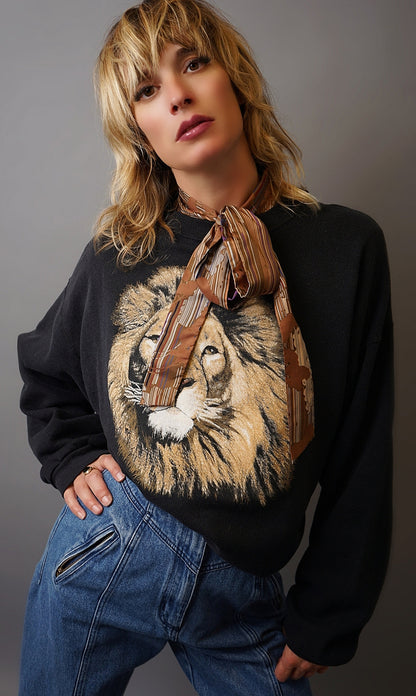 Vintage Lion Head Sweatshirt - L