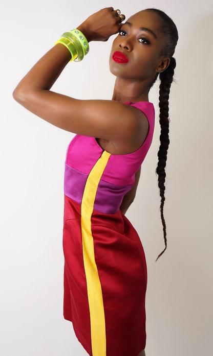 Vintage Oscar De La Renta Color-block Dress - S Camille Design SF Vintage Oscar De La Renta Color-block Dress - S Camille Design SF