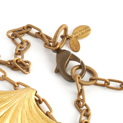 Vintage Metal Chainlink Ginko Leaf Necklace